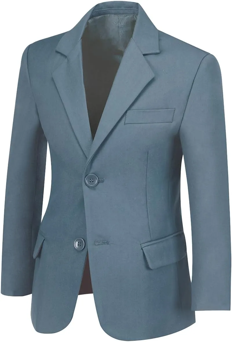 Blazer for Boys Coat One-Button Jacket Blue Suit for Kids Slim Fit Suits with Lapel Formal Blazer