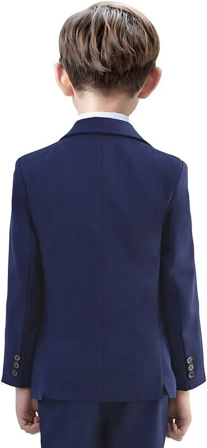Blazer for Boys Coat One-Button Jacket Blue Suit for Kids Slim Fit Suits with Lapel Formal Blazer