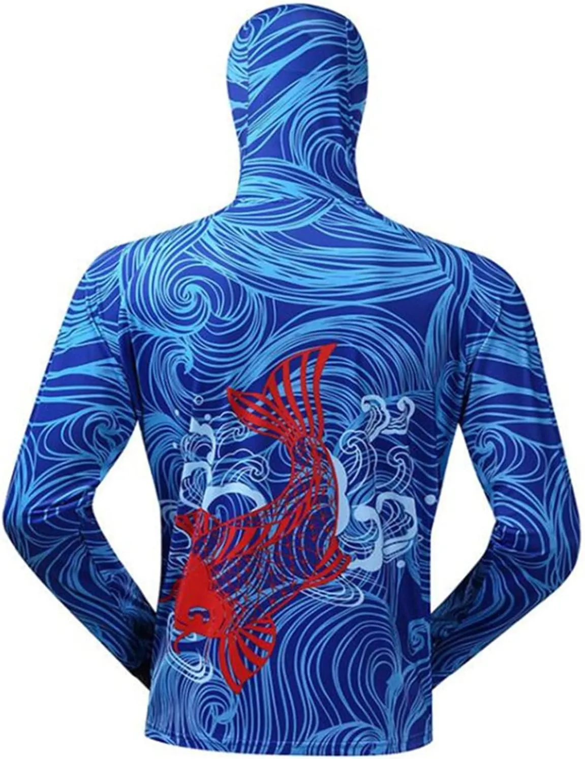 Bopchk Fishing Hoodie with Mask Anti-UV Sunscreen Sun Protection Clothes Fishing Shirt Breathable Quick Dry Fishing Jersey