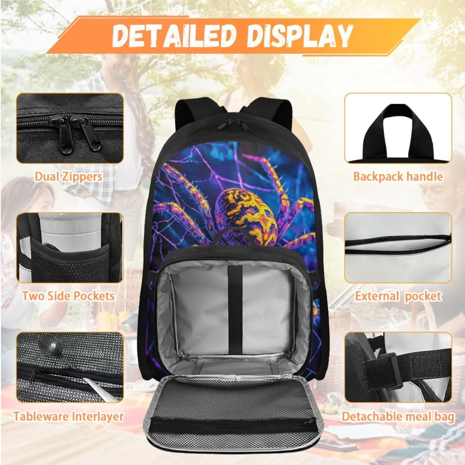 Boy Backpack with Lunch Box Spider Backpack for Preschool Boys Cool 4 Pcs Kids Bookbag Set for Primary Children Breathable 4th Grade Child Schoolbag