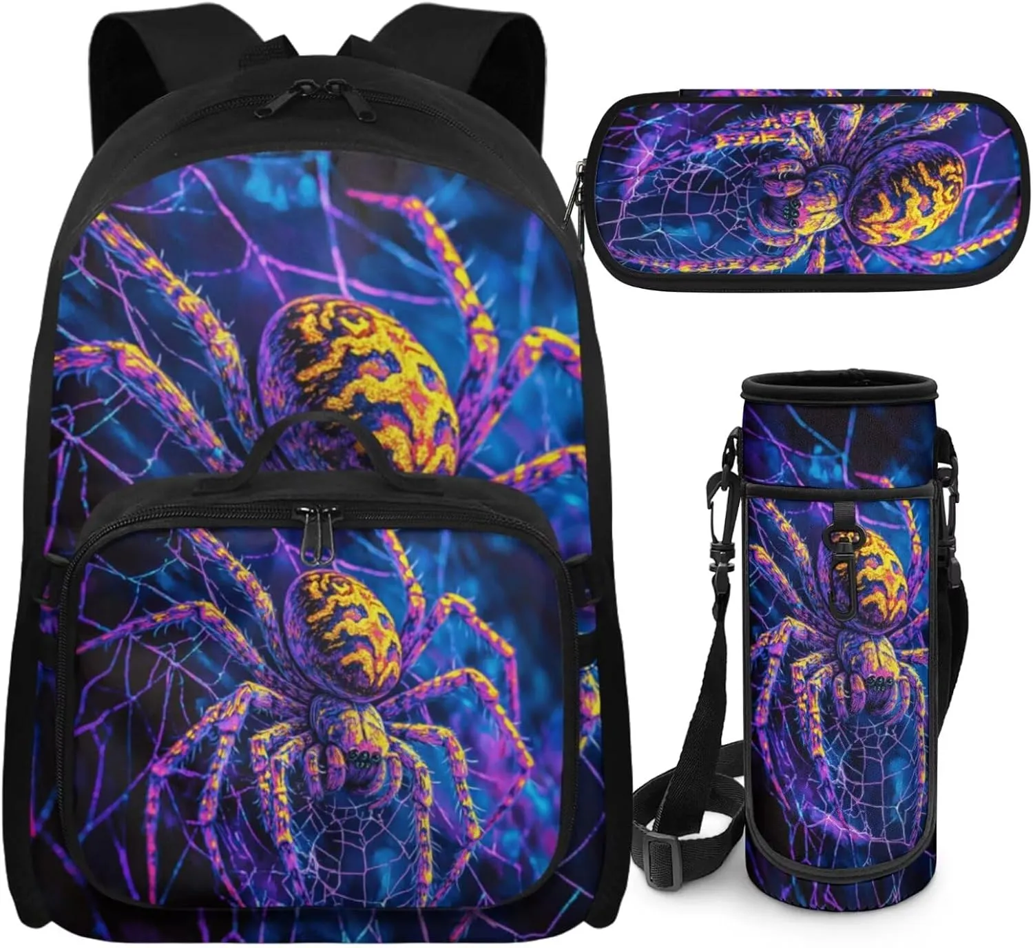 Boy Backpack with Lunch Box Spider Backpack for Preschool Boys Cool 4 Pcs Kids Bookbag Set for Primary Children Breathable 4th Grade Child Schoolbag