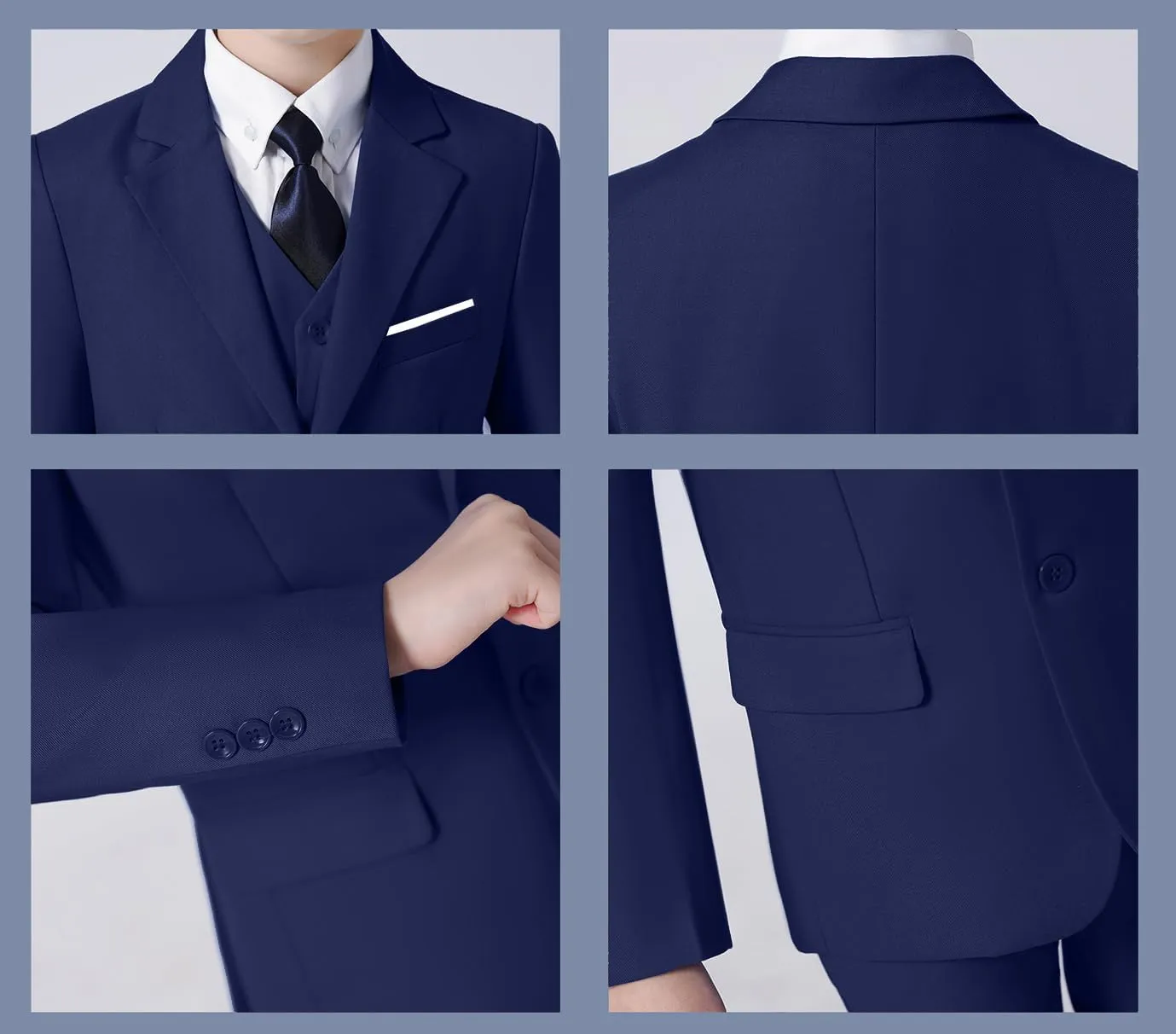 Boys Formal Suit Blazer Two-Button Jacket Coat for Kids School