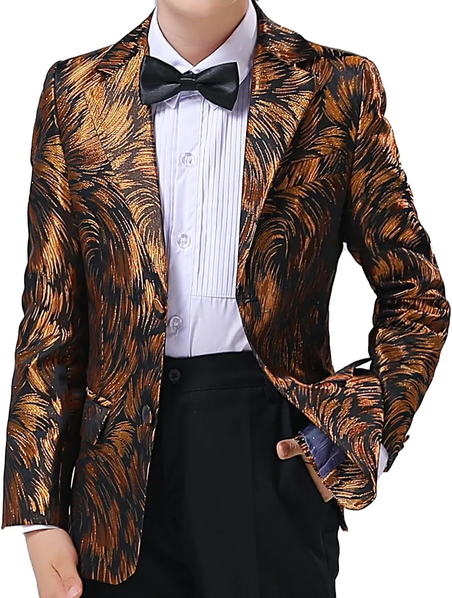 Boys Formal Suit Blazer Two-Button Jacket Coat for Kids School
