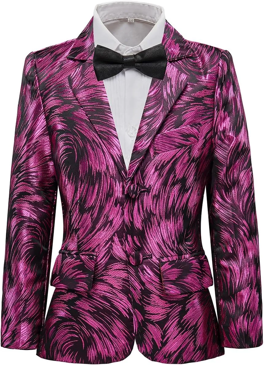Boys Formal Suit Blazer Two-Button Jacket Coat for Kids School