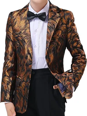 Boys Formal Suit Blazer Two-Button Jacket Coat for Kids School