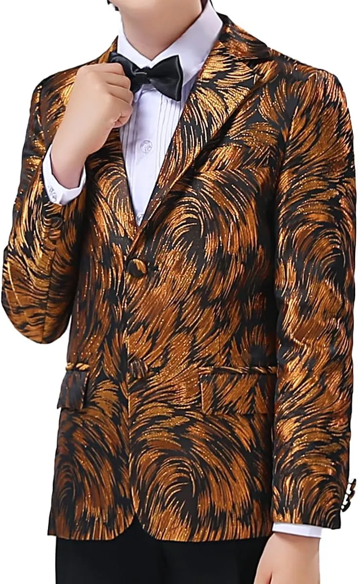 Boys Formal Suit Blazer Two-Button Jacket Coat for Kids School