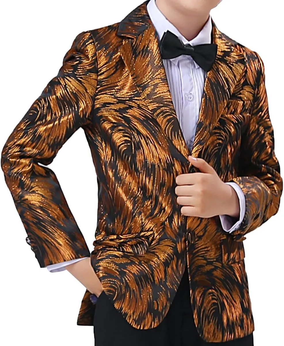 Boys Formal Suit Blazer Two-Button Jacket Coat for Kids School