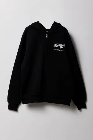Boys Legend Embroidered Zip-Up Fleece Hoodie