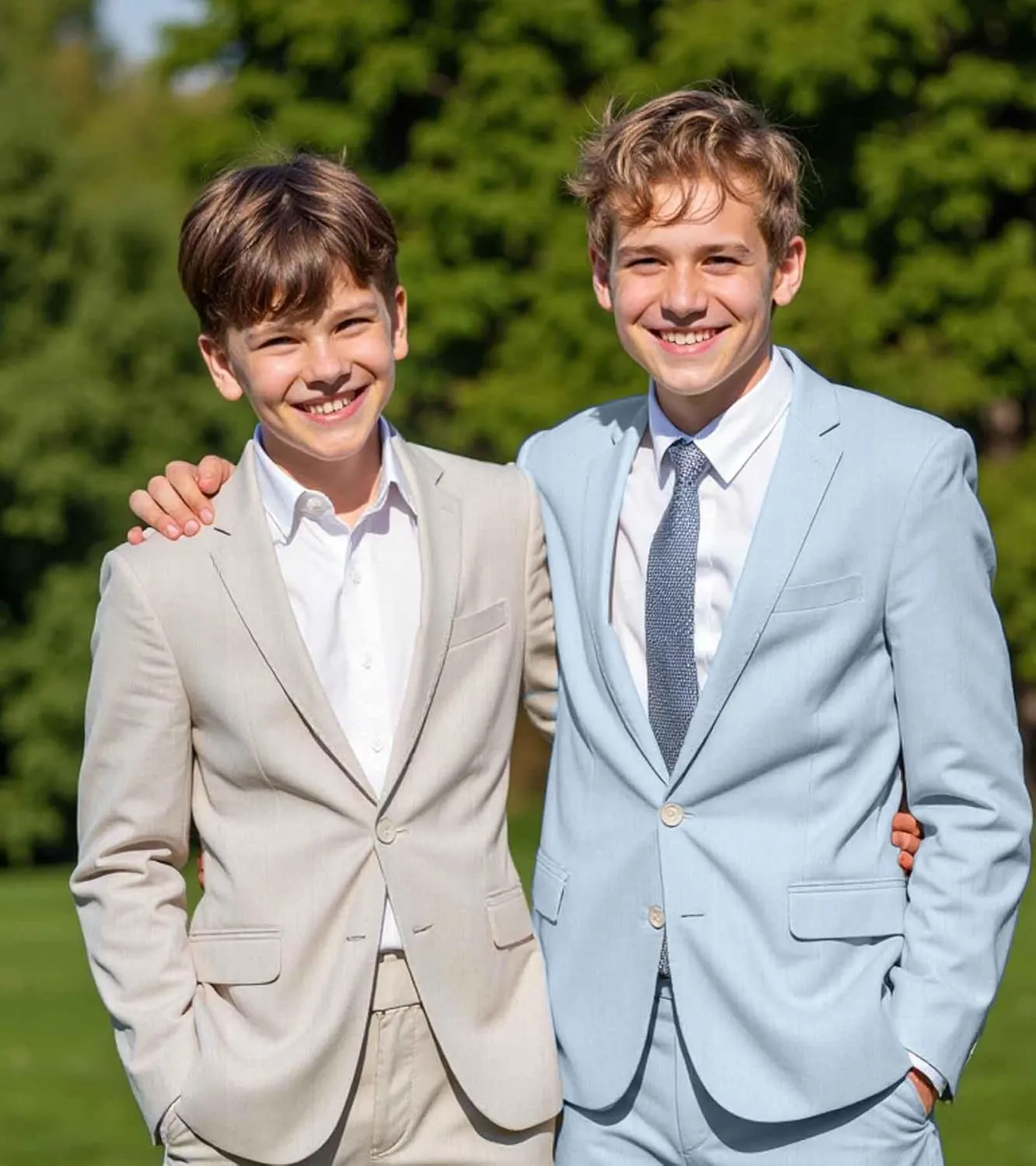 Boys Suit Linen Breathable 3 Piece Summer Slim Fit Kids Linen Suit Teen Blazer Vest Pant Set