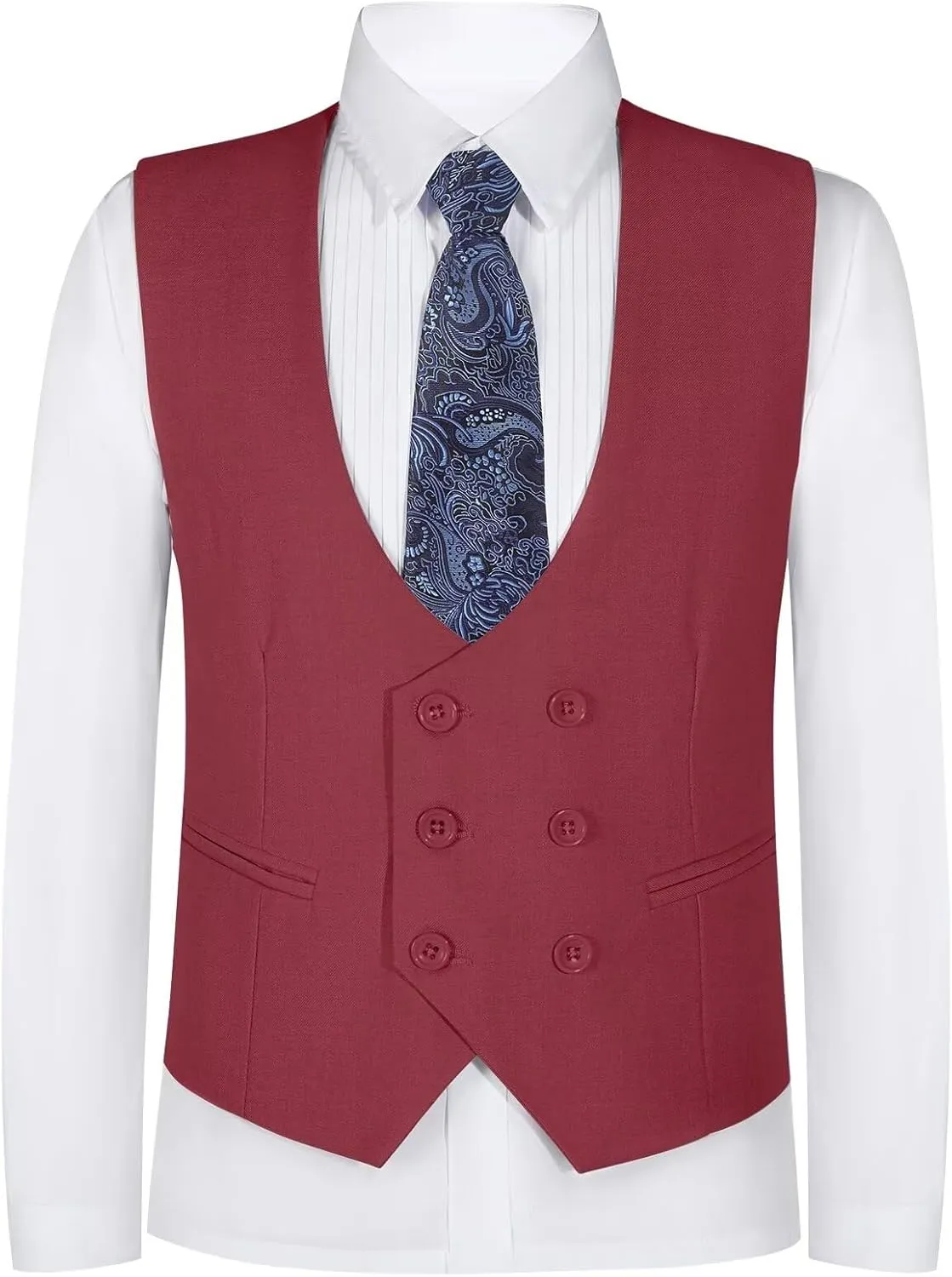 Boys Vest Double Breasted Suit Vest for Boy Formal Casual Western Wedding Waistcoat and Tie