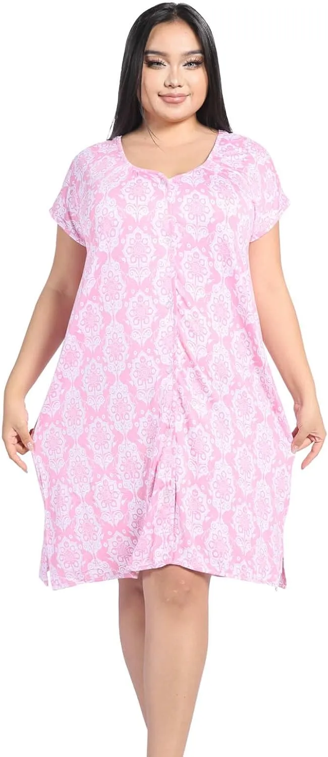Breathable nightgowns for women - Viscose Made from Bamboo button up pajamas for soft comfty ladies sleepshirts Plus Size