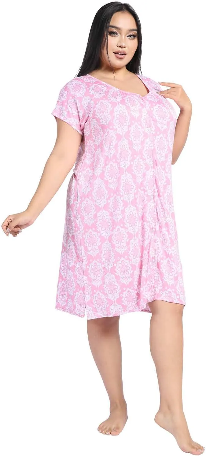 Breathable nightgowns for women - Viscose Made from Bamboo button up pajamas for soft comfty ladies sleepshirts Plus Size