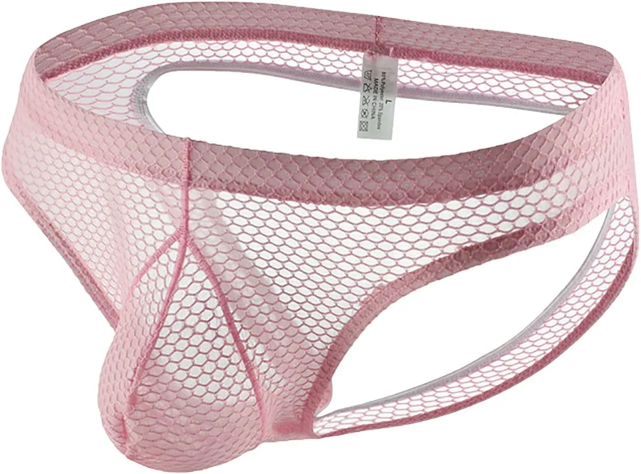 Briefs for Men Sexy Sheer Mesh Thong Quick Dry Breathable Underwear Bulge Pouch Support Butt-Flaunting Sissy G-String