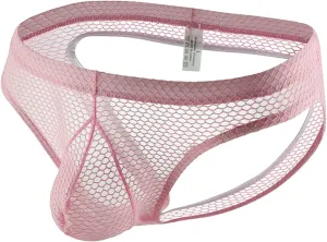 Briefs for Men Sexy Sheer Mesh Thong Quick Dry Breathable Underwear Bulge Pouch Support Butt-Flaunting Sissy G-String