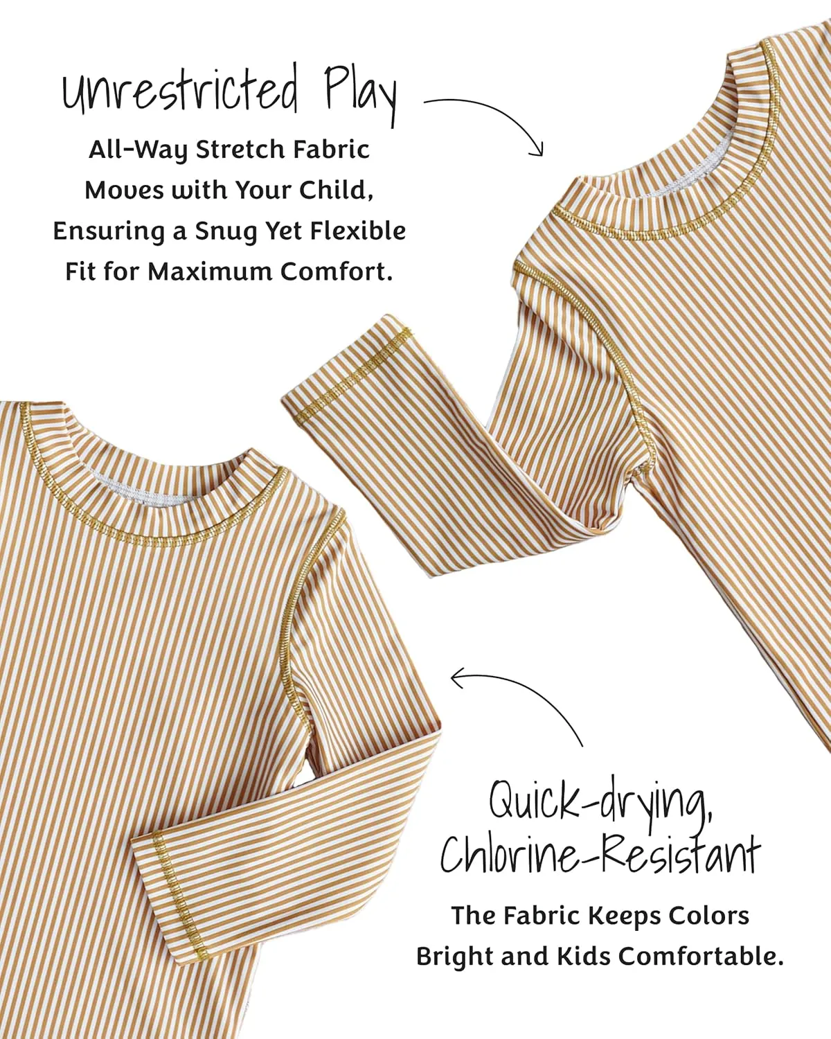 Caden Lane Boys' Rash Guard, UPF 50  Sun Protection Long Sleeve Swim Shirt, Quick-Dry, Stretchy & Lightweight Beach Shirt, Breathable & Chlorine Resistant Swimwear, Beach Stripes, 12-18 Months