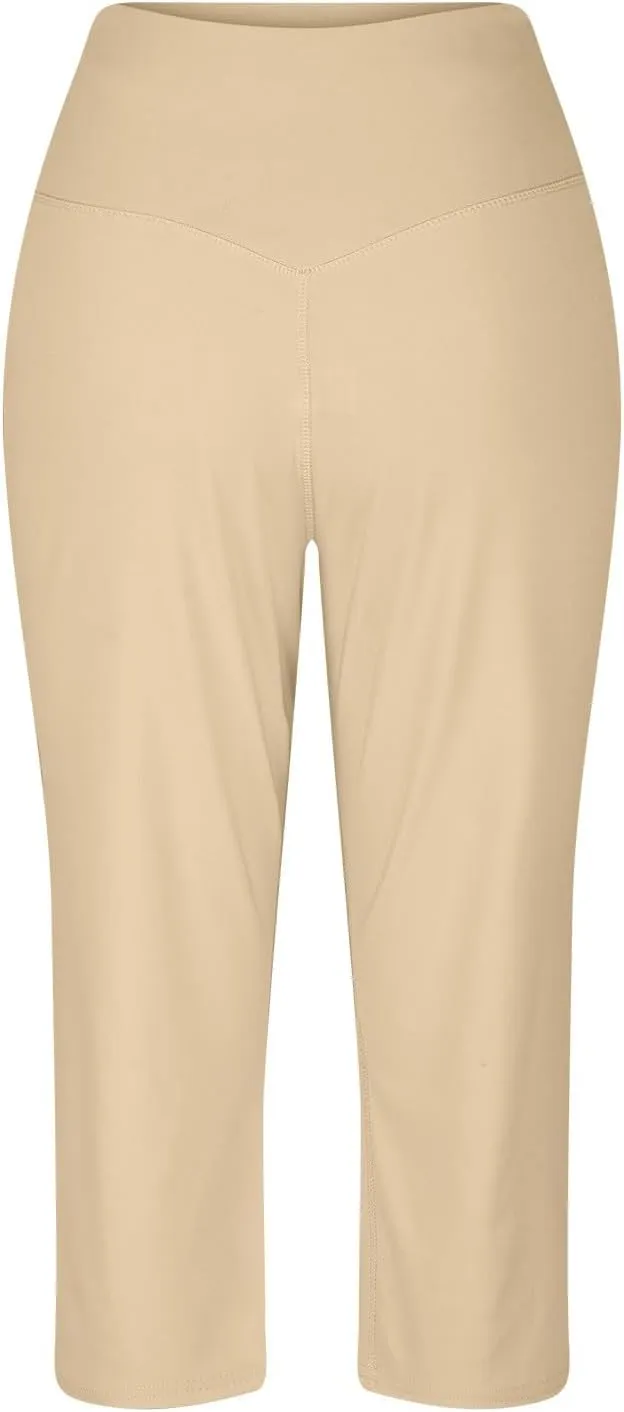 Capri Pants for Women, Tummy Control High Waist Capri Pants with Pockets