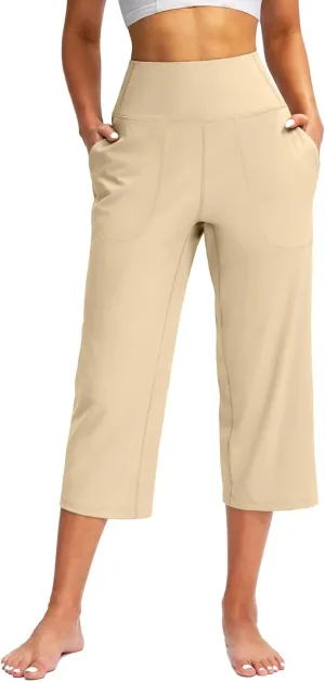 Capri Pants for Women, Tummy Control High Waist Capri Pants with Pockets