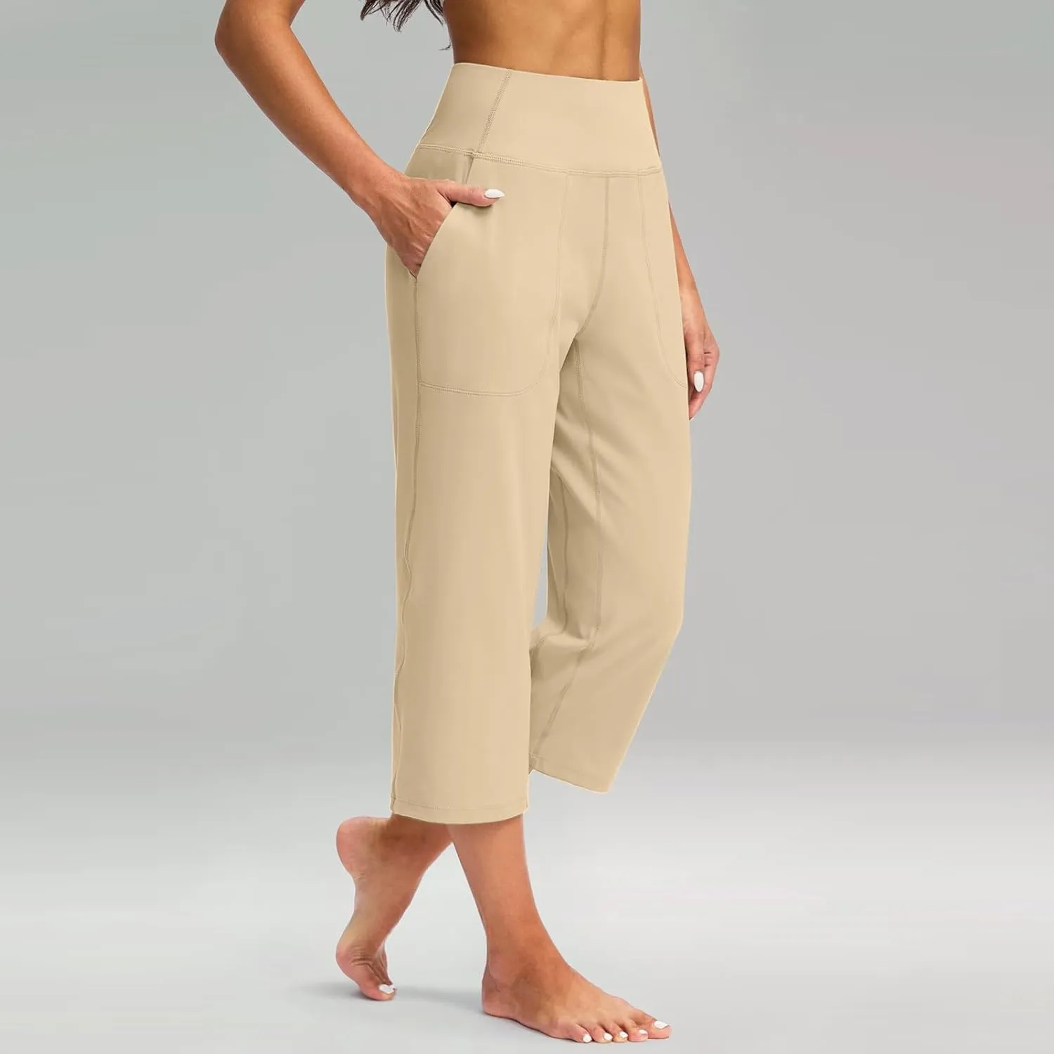 Capri Pants for Women, Tummy Control High Waist Capri Pants with Pockets