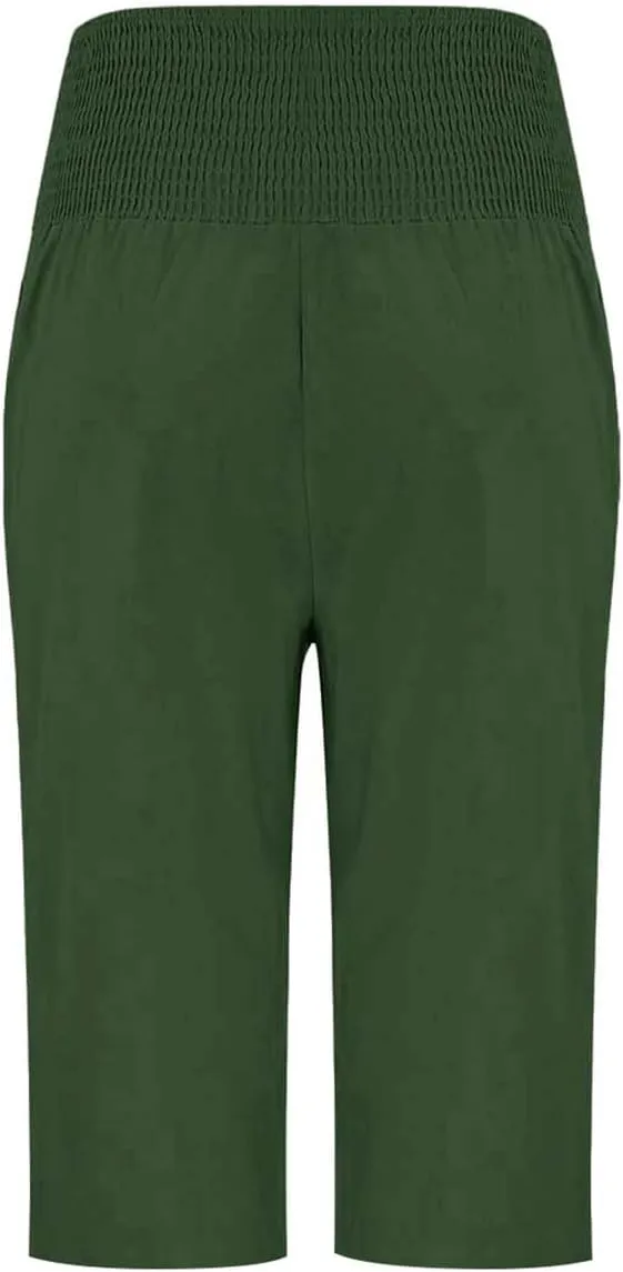 Capri Pants for Women, Wide Leg High Waist with Pockets Tummy Control