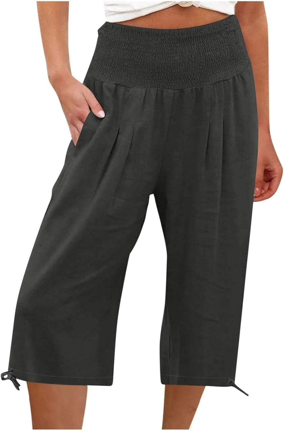 Capri Pants for Women,Women High Waisted Capri Pants Wide Leg Summer Capris Casual Palazzo Pants with Pockets