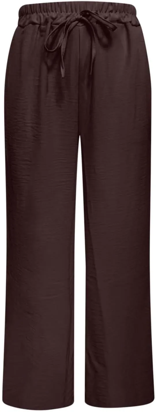 Casual Wide Leg Pants for Women Elastic High Waist Breathable Palazzo Pants Baggy Drawstring Comfy Ice Silk Trousers