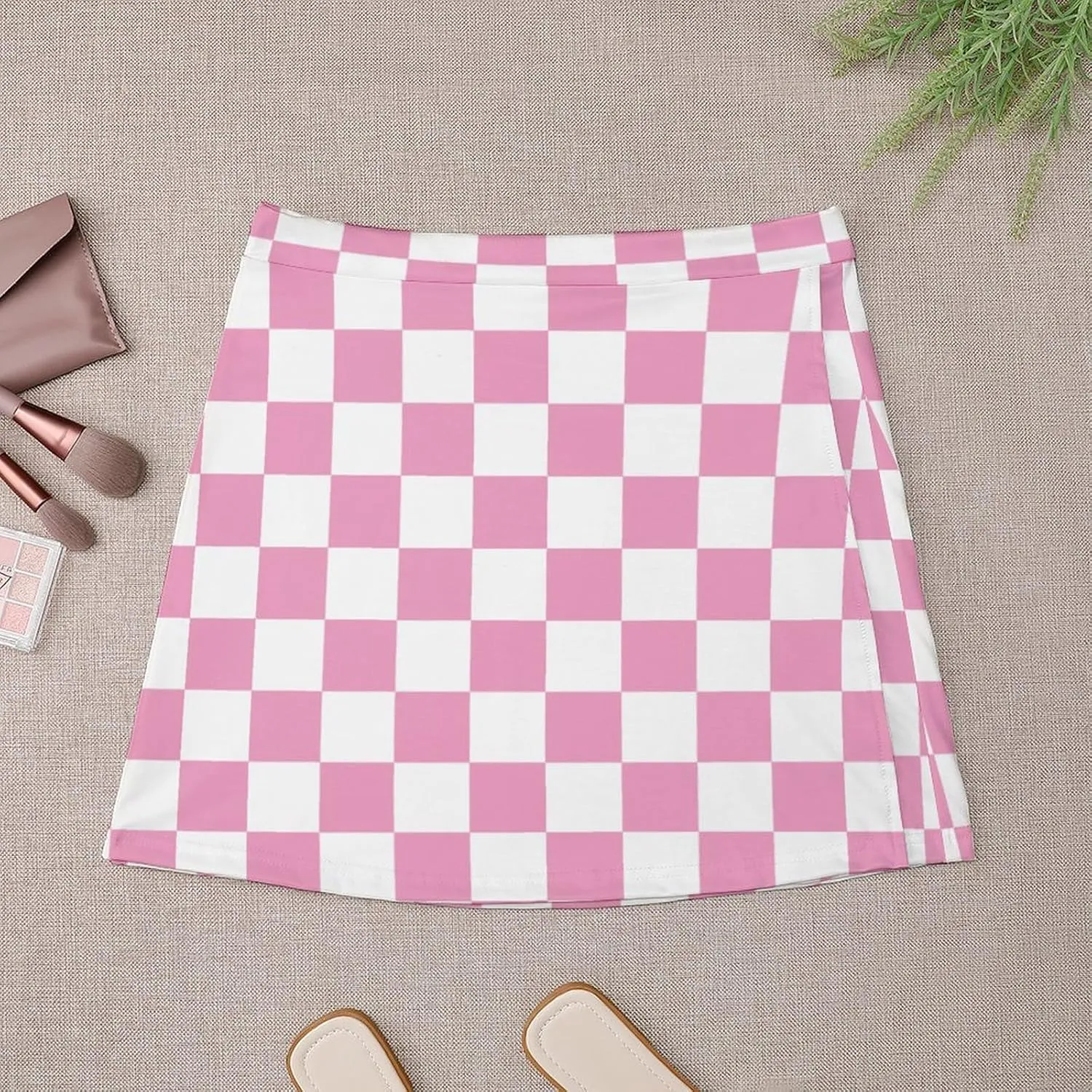 Checkerboard Grid Short Skirt Athletic Skorts Women Golf Skirts Mini Skirt Breathable High Waist Workout Sport Skort