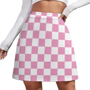 Checkerboard Grid Short Skirt Athletic Skorts Women Golf Skirts Mini Skirt Breathable High Waist Workout Sport Skort