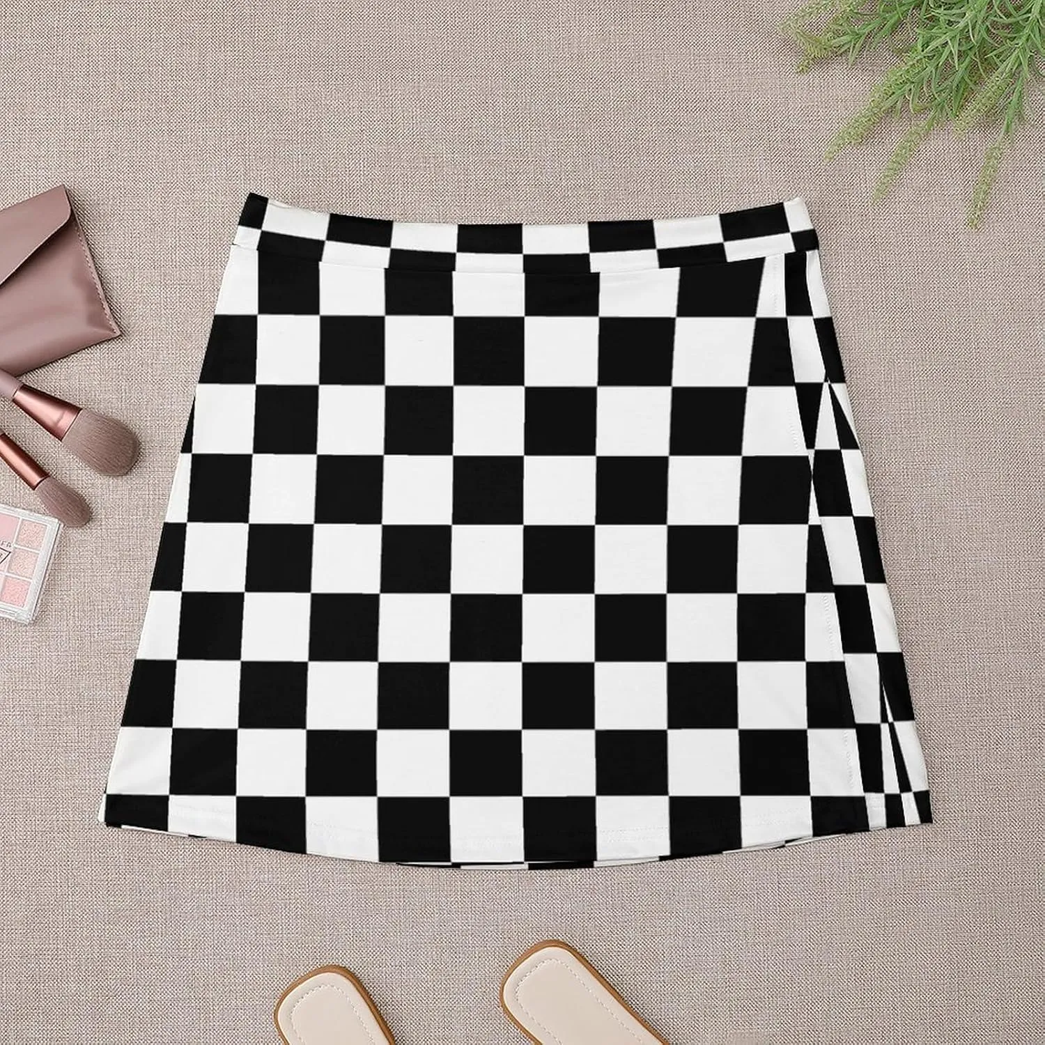 Checkerboard Grid Short Skirt Athletic Skorts Women Golf Skirts Mini Skirt Breathable High Waist Workout Sport Skort