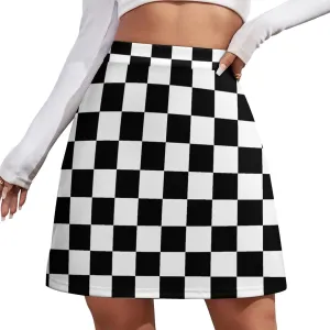 Checkerboard Grid Short Skirt Athletic Skorts Women Golf Skirts Mini Skirt Breathable High Waist Workout Sport Skort