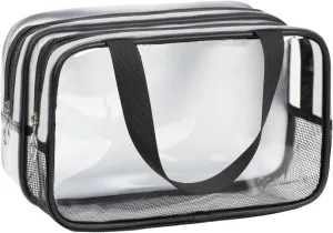 Clear Toiletry Bag for Women Men, Waterproof Travel Bag for Toiletries, Dry Wet Separate Draining Shower Caddy Bag with Breathable Hollow Out Mesh, Portable Makeup Cosmetic Organizer Storage Tote Bag