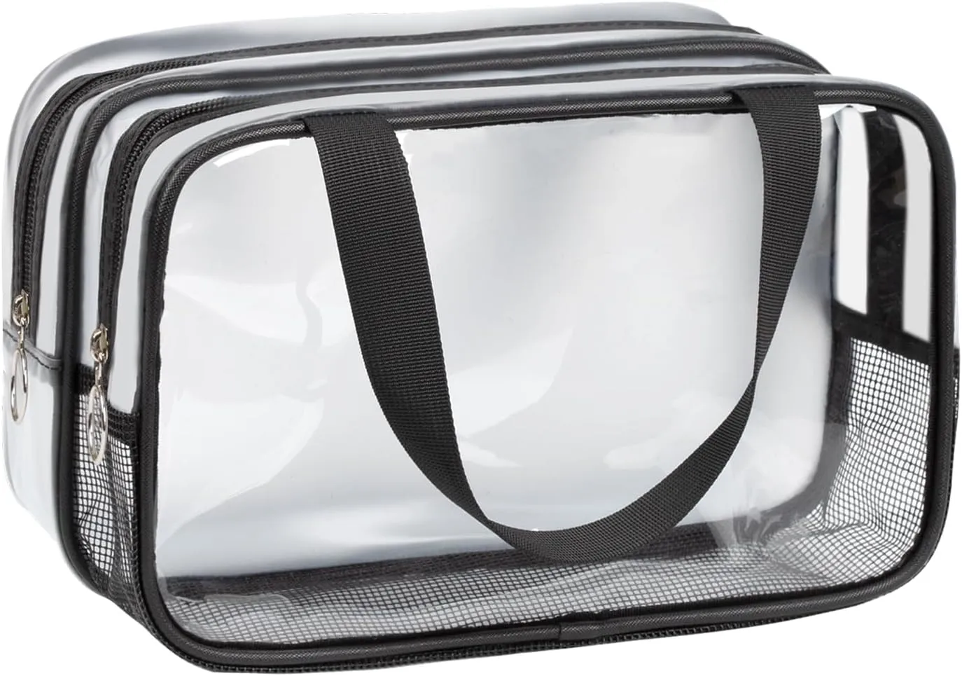 Clear Toiletry Bag for Women Men, Waterproof Travel Bag for Toiletries, Dry Wet Separate Draining Shower Caddy Bag with Breathable Hollow Out Mesh, Portable Makeup Cosmetic Organizer Storage Tote Bag