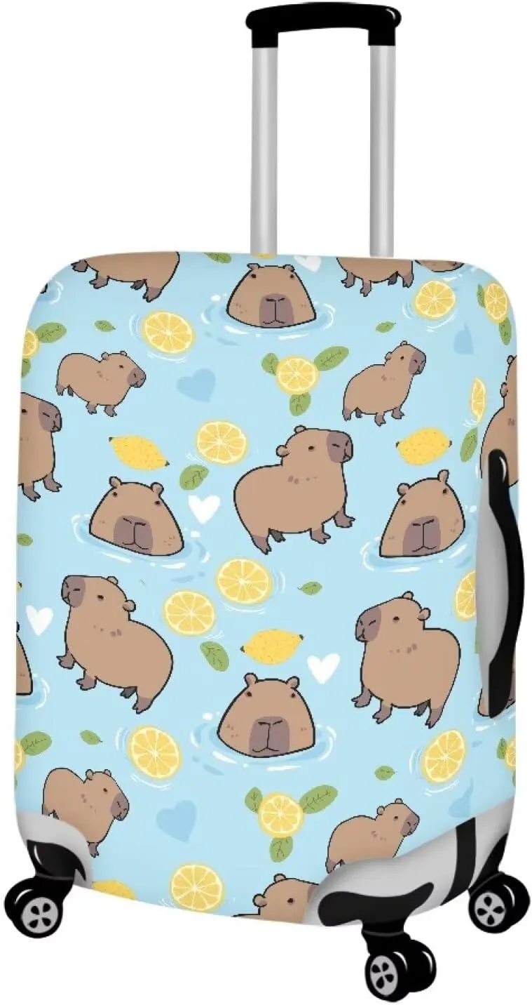 COEQINE Small Suitcase Cover for Women Travel Luggages Case Carry On Lightweight Breathable Capybara Pattern Luggages Case With Zipper for 22 24 Inch