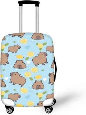 COEQINE Small Suitcase Cover for Women Travel Luggages Case Carry On Lightweight Breathable Capybara Pattern Luggages Case With Zipper for 22 24 Inch