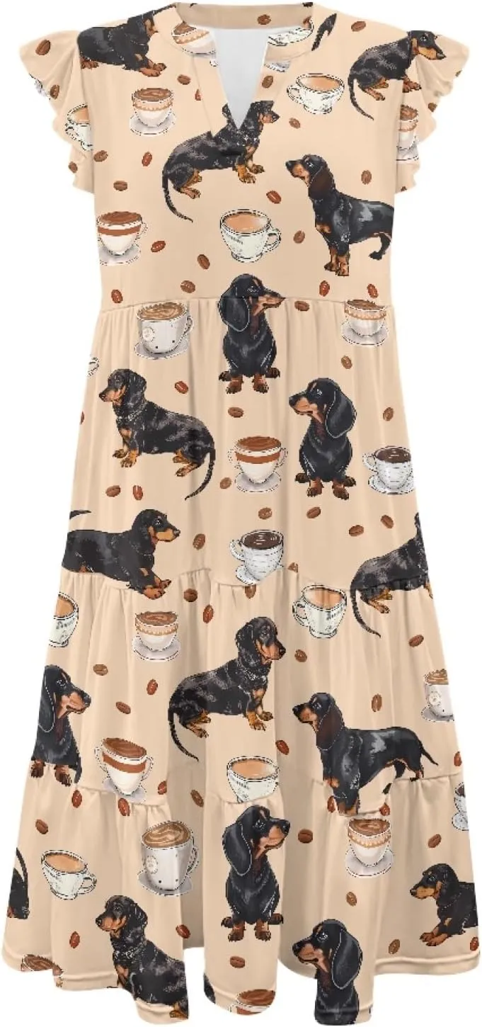 Coloranimal Summer Dresses for Women 2024 Maxi Dress Sundresses Breathable Beach Dress Womens Dresses Short Sleeve Midi Dress