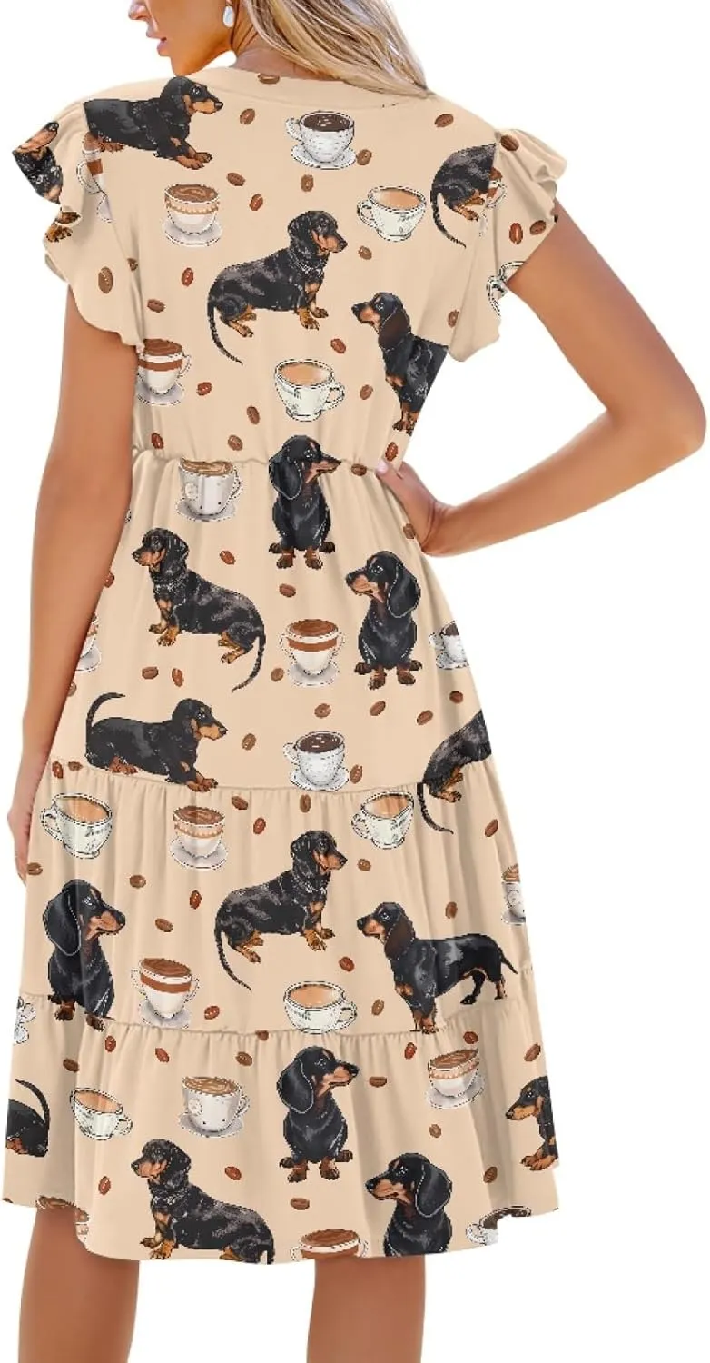 Coloranimal Summer Dresses for Women 2024 Maxi Dress Sundresses Breathable Beach Dress Womens Dresses Short Sleeve Midi Dress
