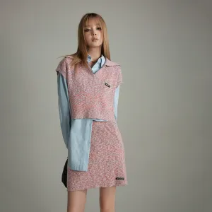Colorful Loose Fit Collar Sweater Vest