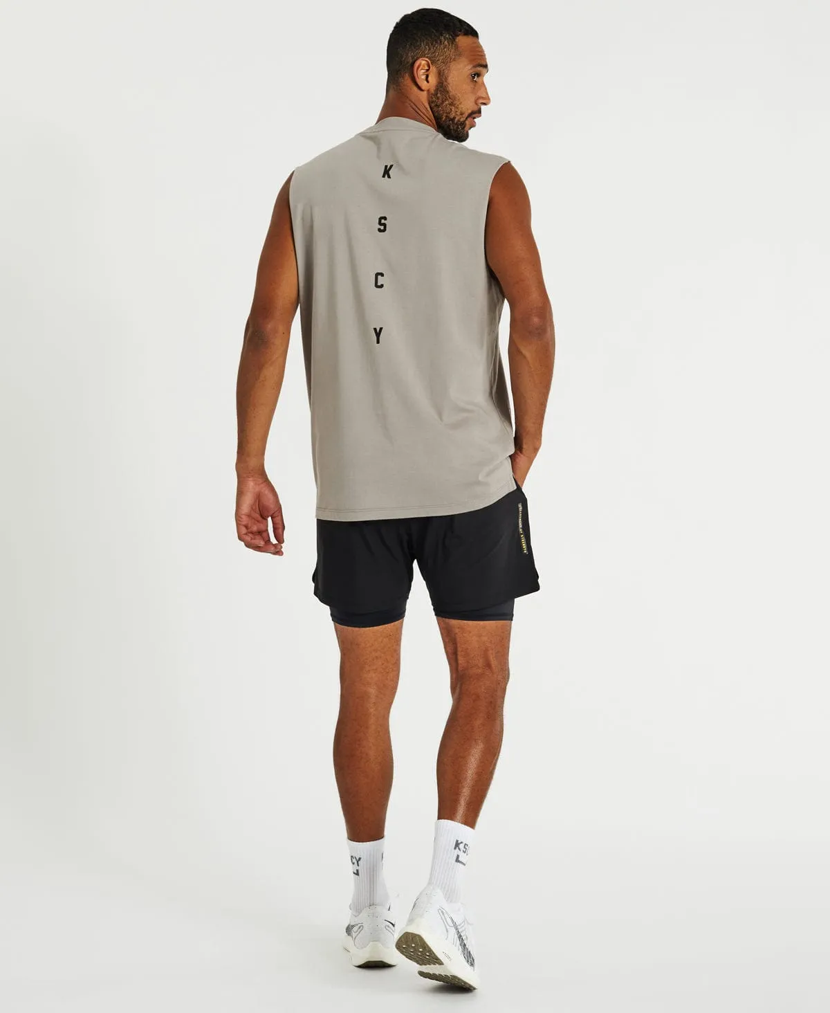 Compound Muscle Tee Split Hem Gull Grey