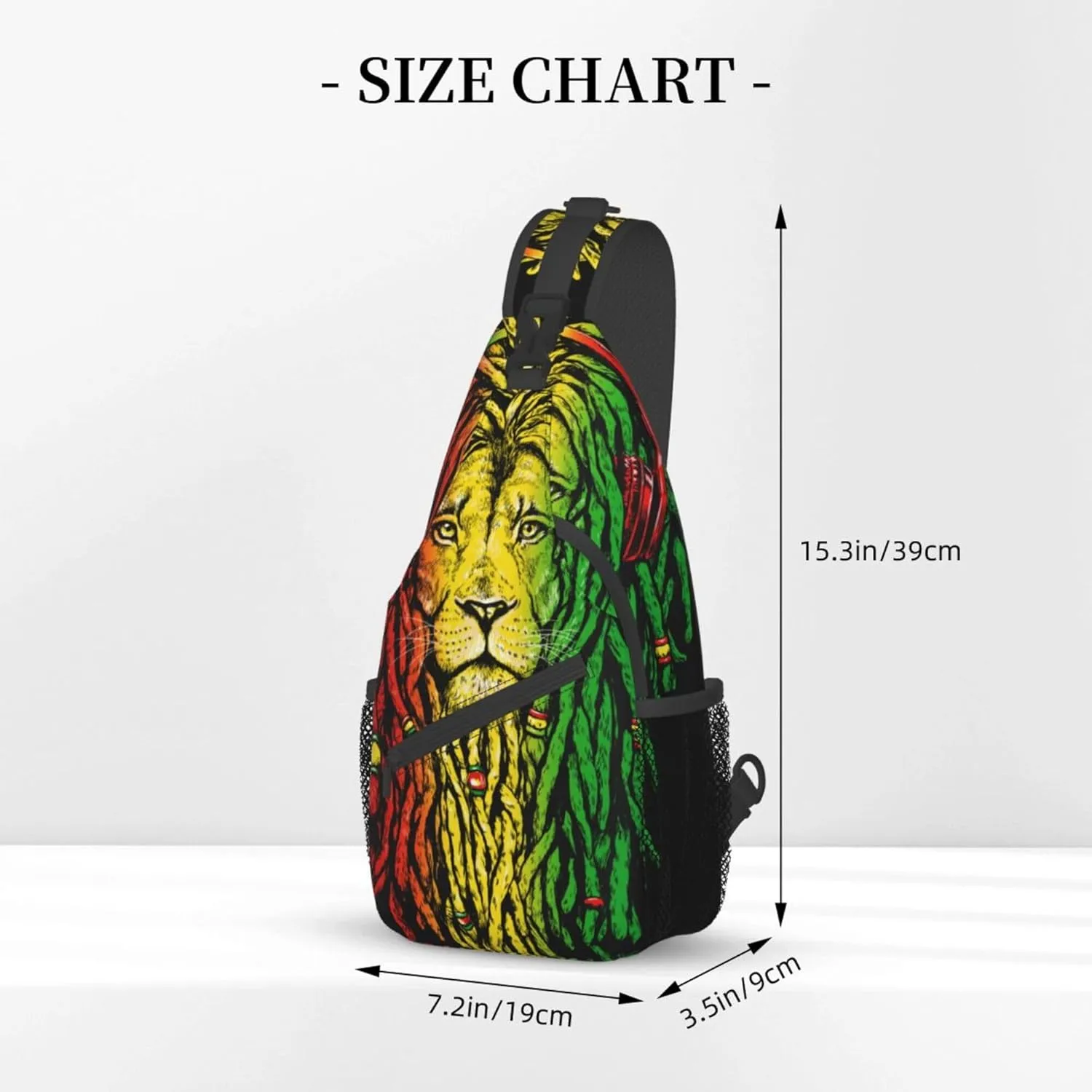 Cool Sling Backpack for Men Women, Multipurpose Crossbody Shoulder Bag Compatible with Rasta Rastafarian Reggae Earphone Lion Bag, Travel Hiking Zippered Daypack, Adjustable and Breathable