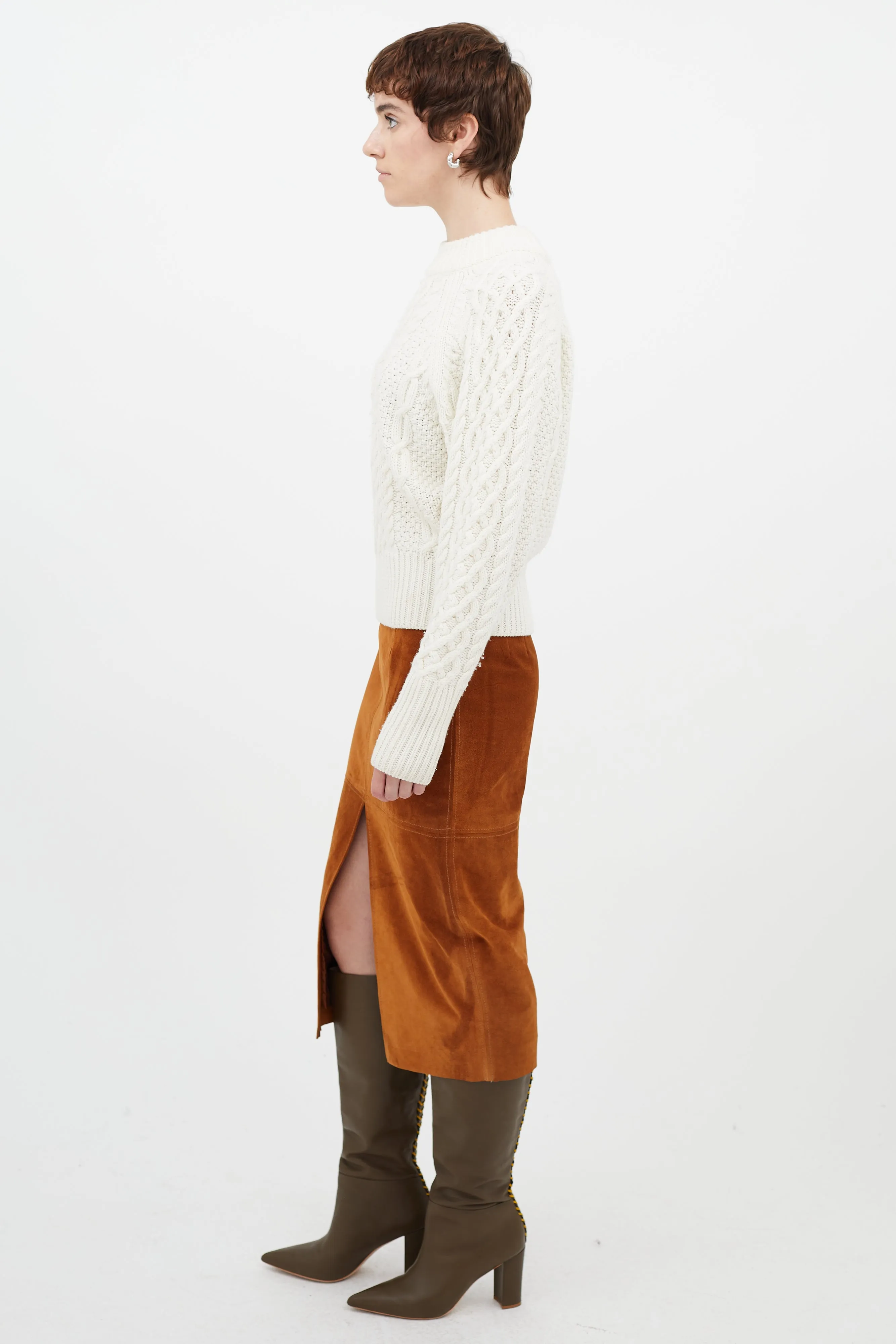 Cream Wool Knit Sweater