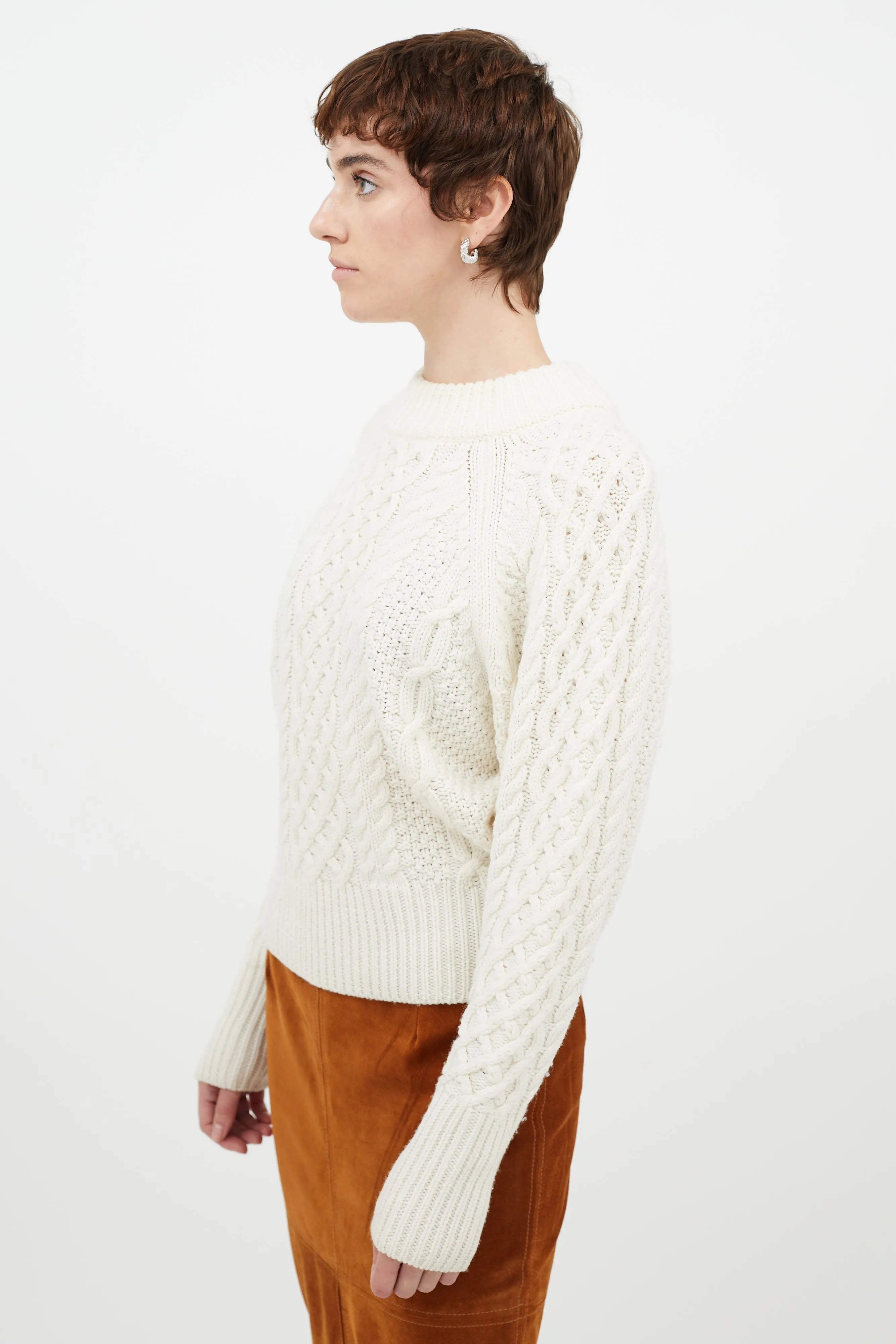 Cream Wool Knit Sweater
