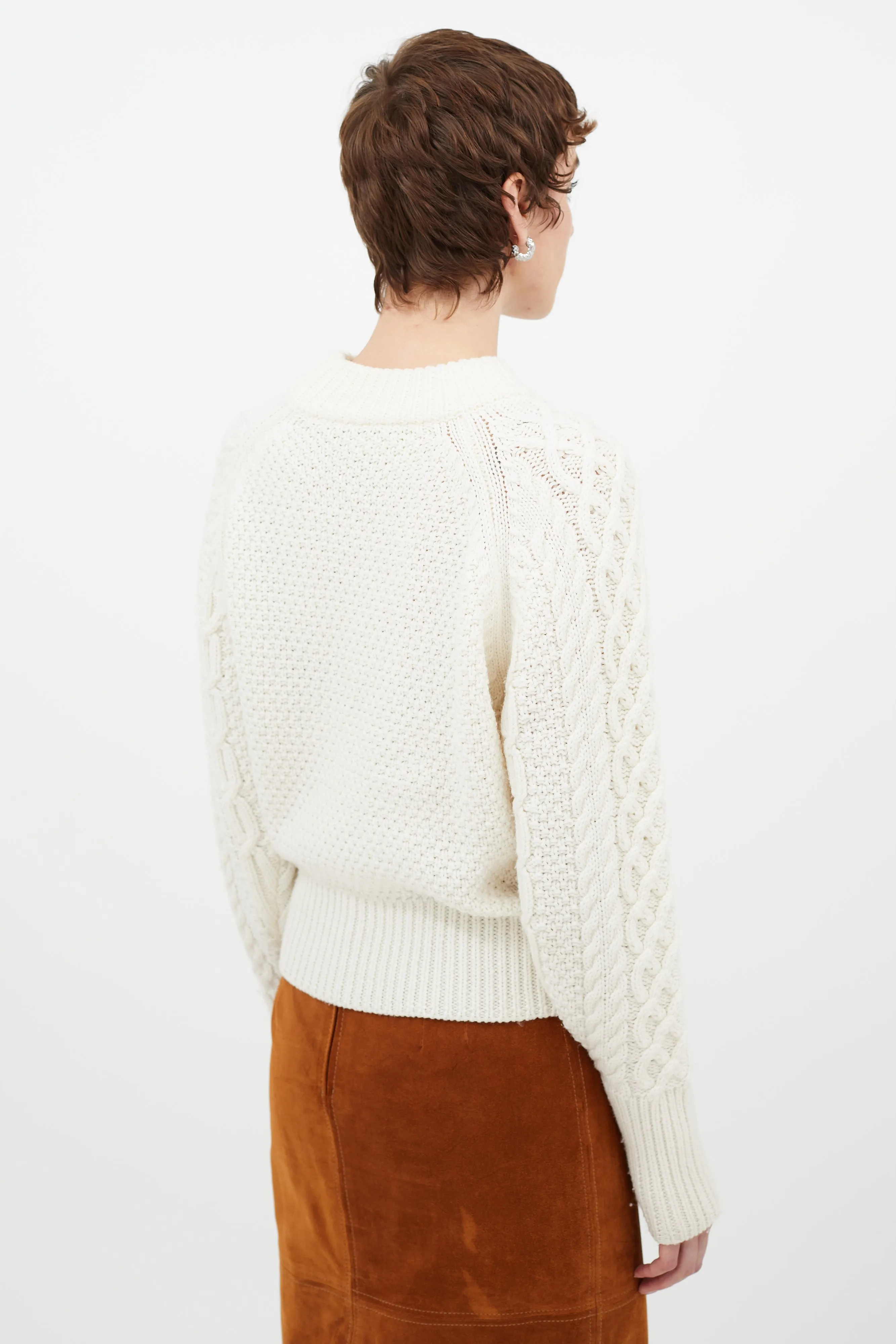 Cream Wool Knit Sweater