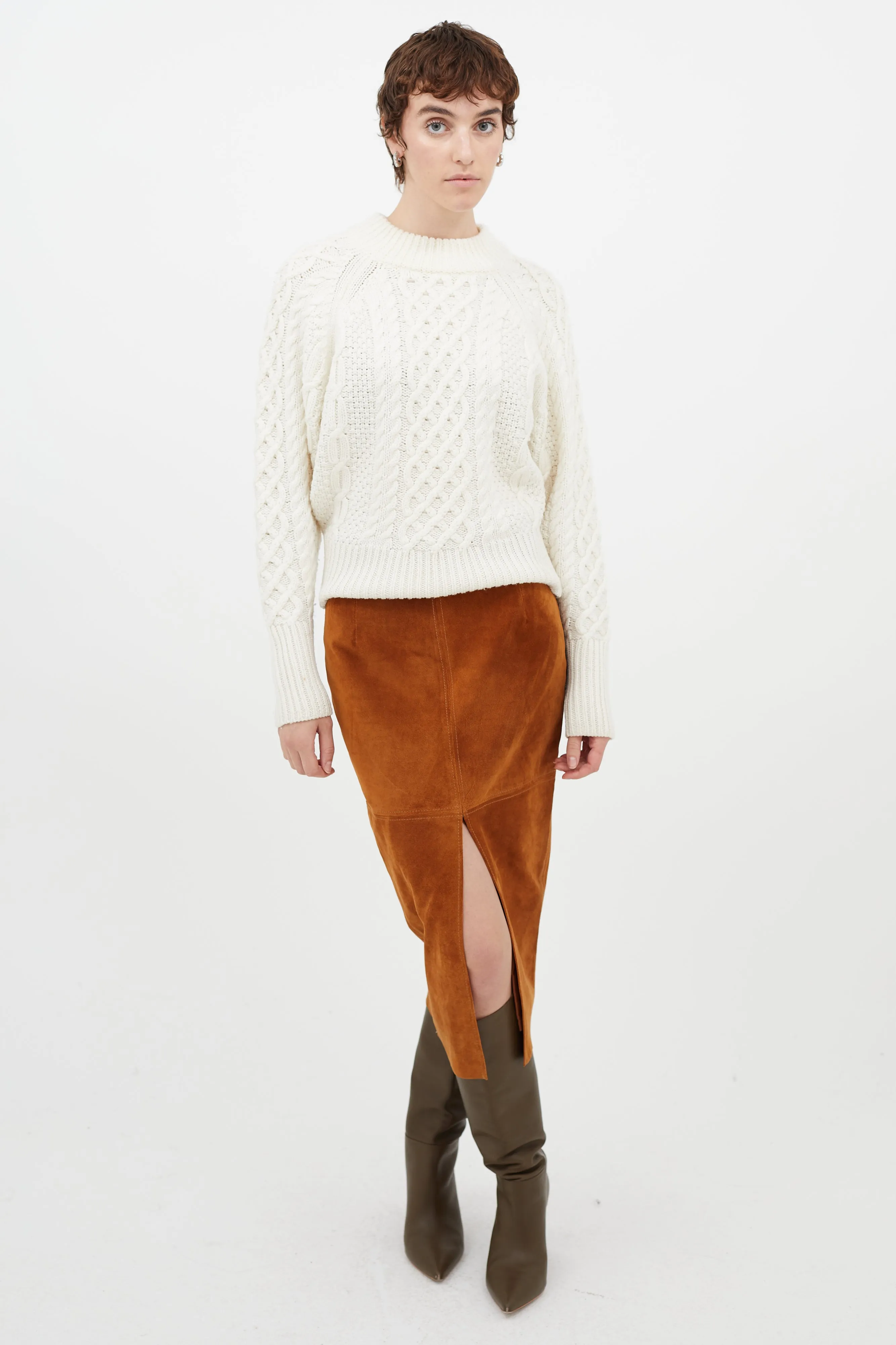 Cream Wool Knit Sweater
