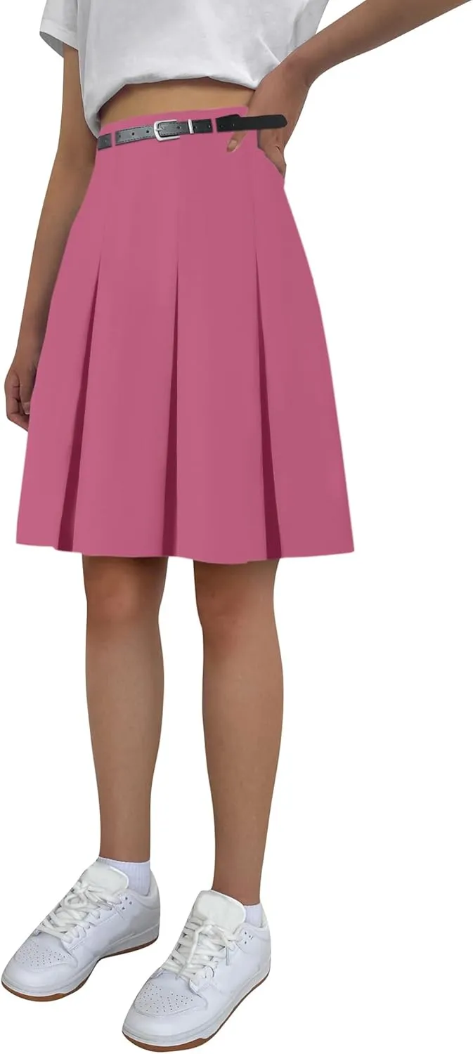 Cromoncent Girls Women's High Waist A-Line Long Pleated Skirts, 6 Years - US 4XL