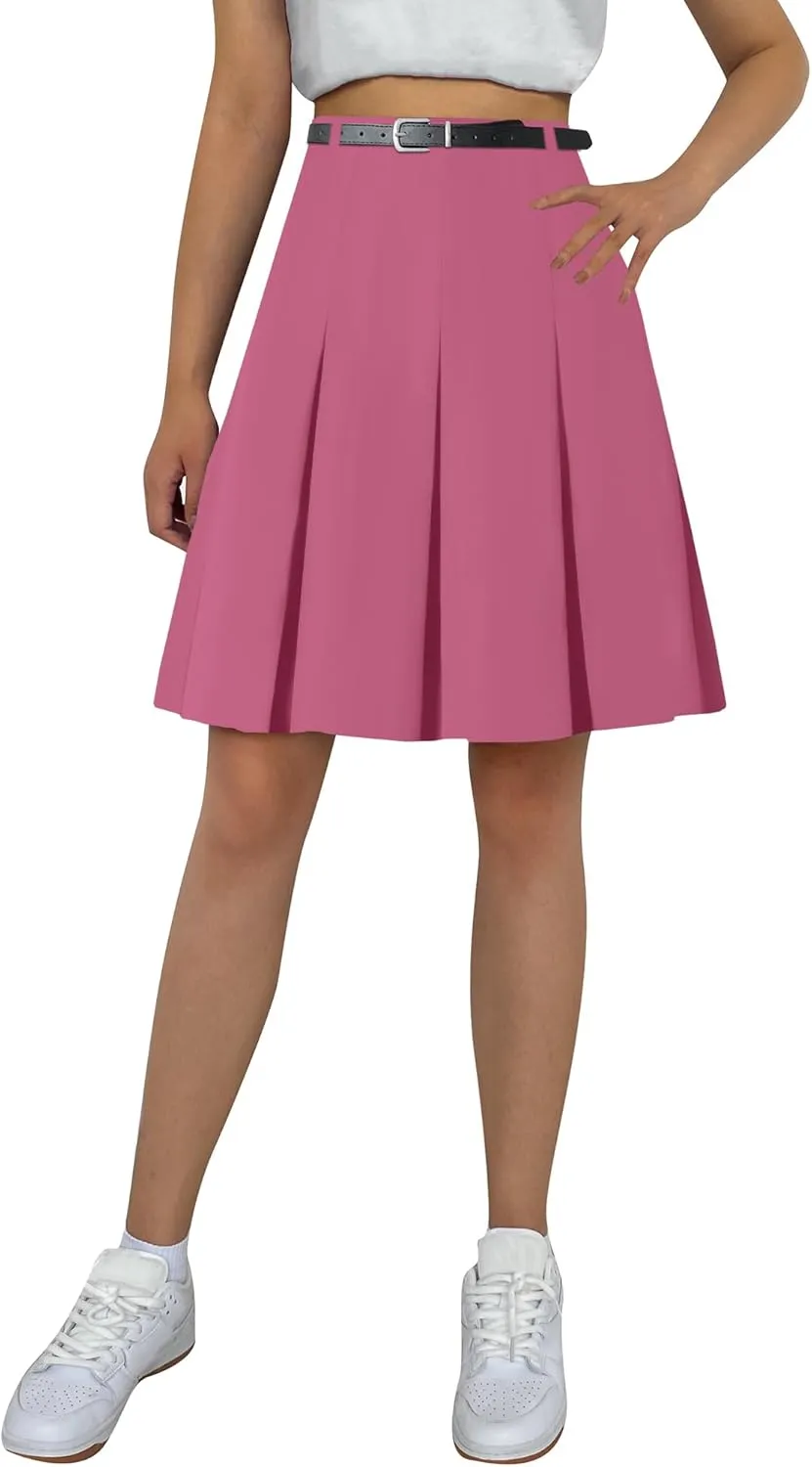 Cromoncent Girls Women's High Waist A-Line Long Pleated Skirts, 6 Years - US 4XL