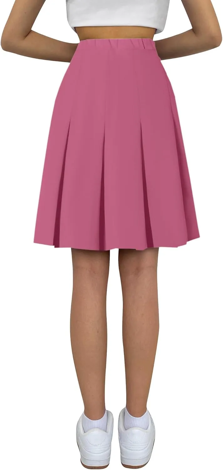 Cromoncent Girls Women's High Waist A-Line Long Pleated Skirts, 6 Years - US 4XL