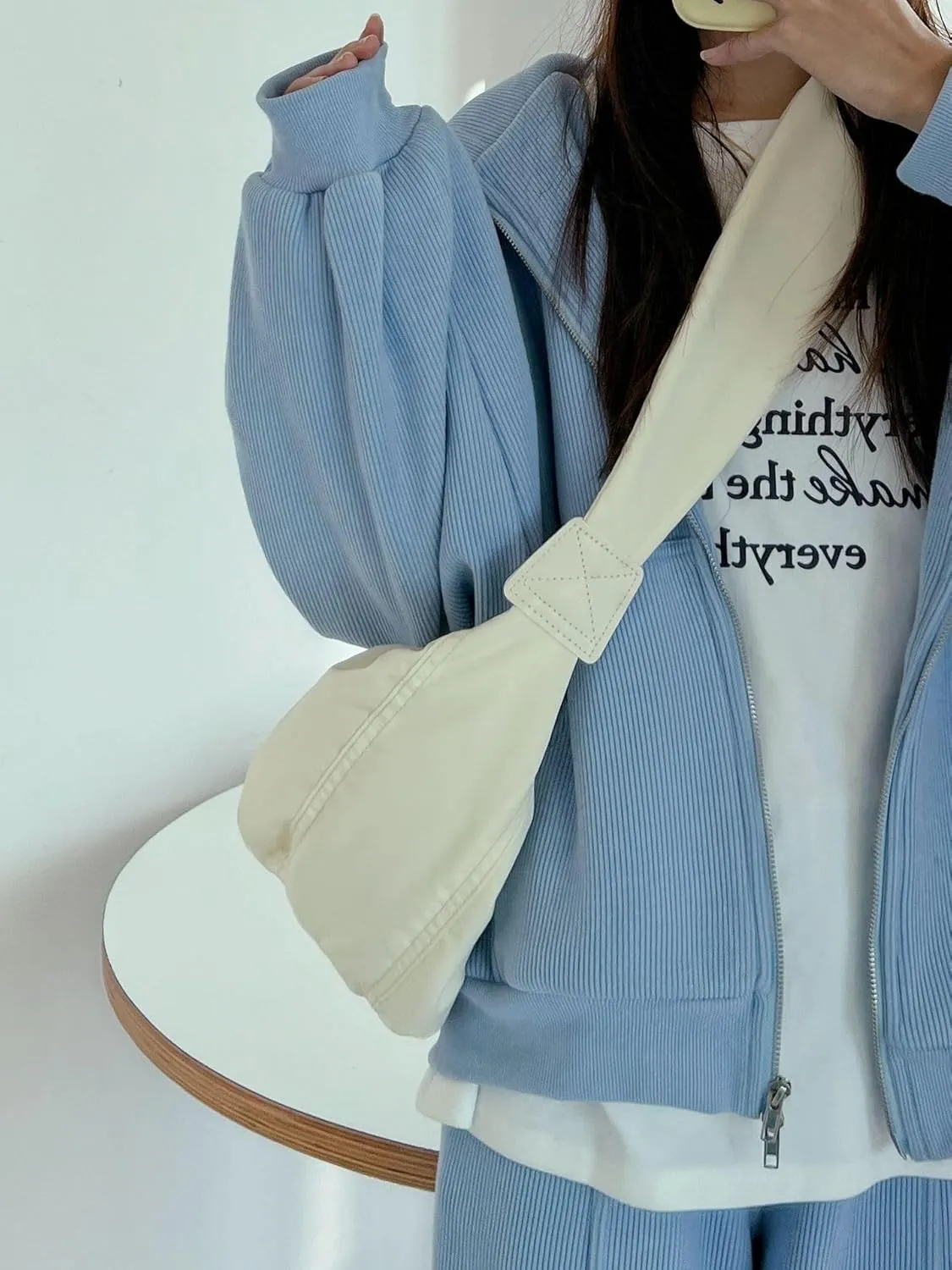 Crossbody Bag for Women Men Trendy Large Crescent Bag with Adjustable Strap Puffer Shoulder Bag Hobo,Bageveryday Bag (Beige,Large)