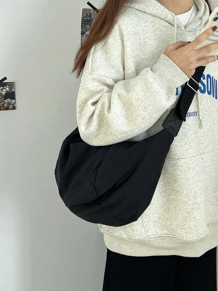 Crossbody Bag for Women Men Trendy Large Crescent Bag with Adjustable Strap Puffer Shoulder Bag Hobo,Bageveryday Bag (Black,Large)