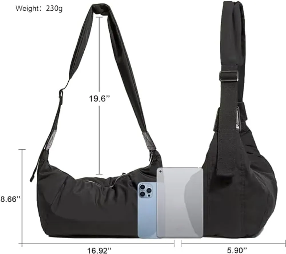 Crossbody Bag for Women Men Trendy Large Crescent Bag with Adjustable Strap Puffer Shoulder Bag Hobo,Bageveryday Bag (Black,Large)