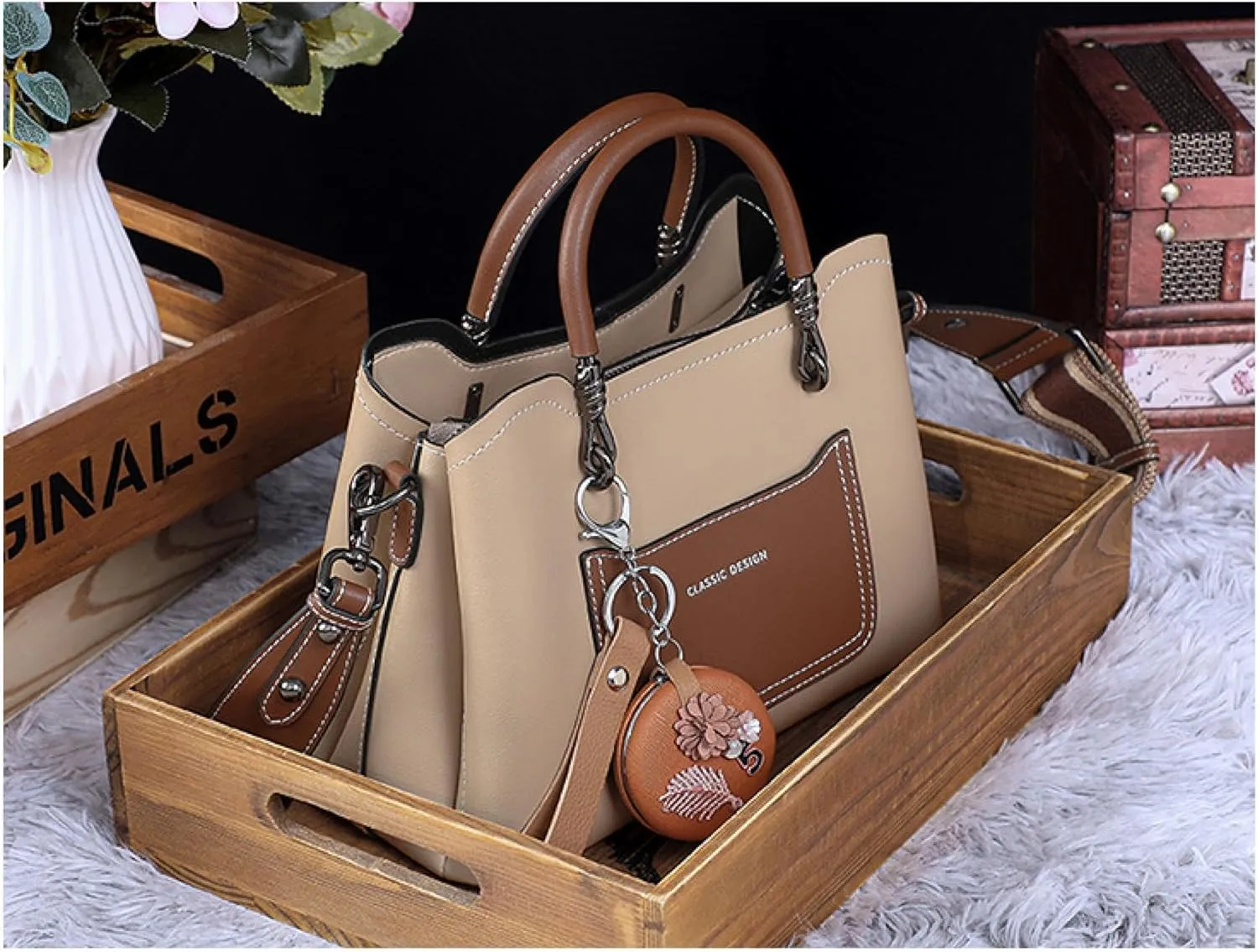 Crossbody Women's Bag, Leather Bucket Bag, Shoulder Commuter Handbag