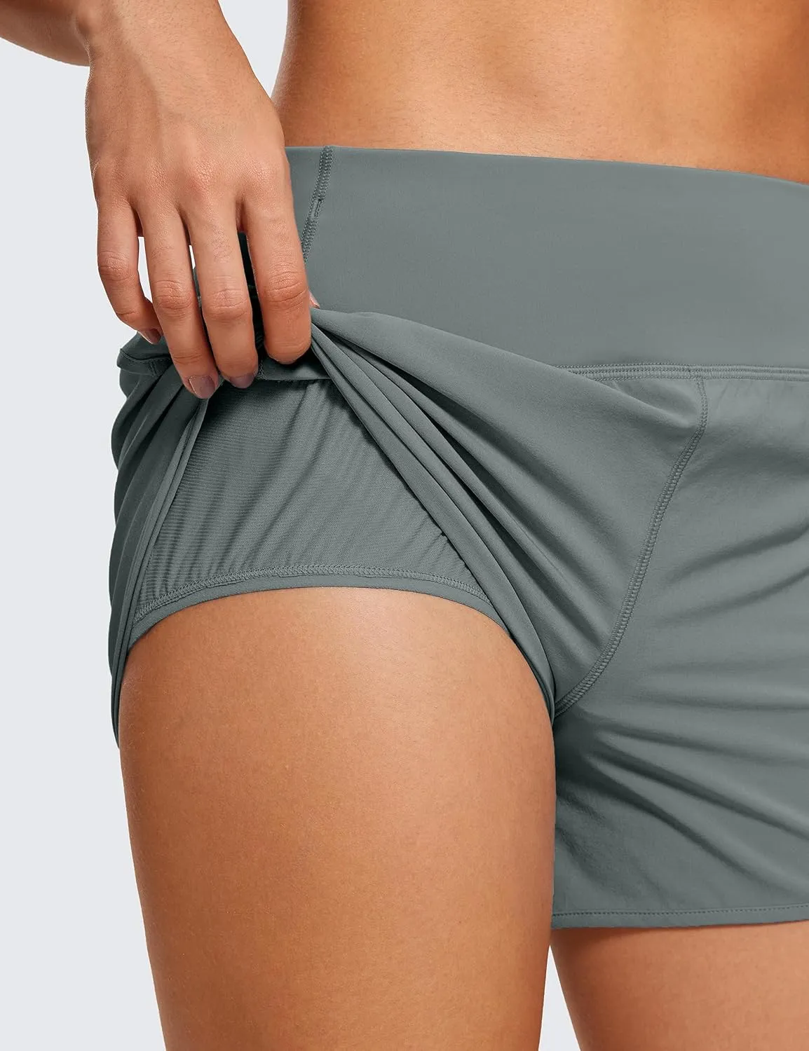 CRZ YOGA High Waisted Running Shorts for Women - 4'' Liner for Gym Athletic Workout with Zipper Pocket Breathable
